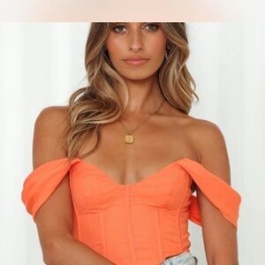 Hello Molly Orange Sleeveless Bustier top
